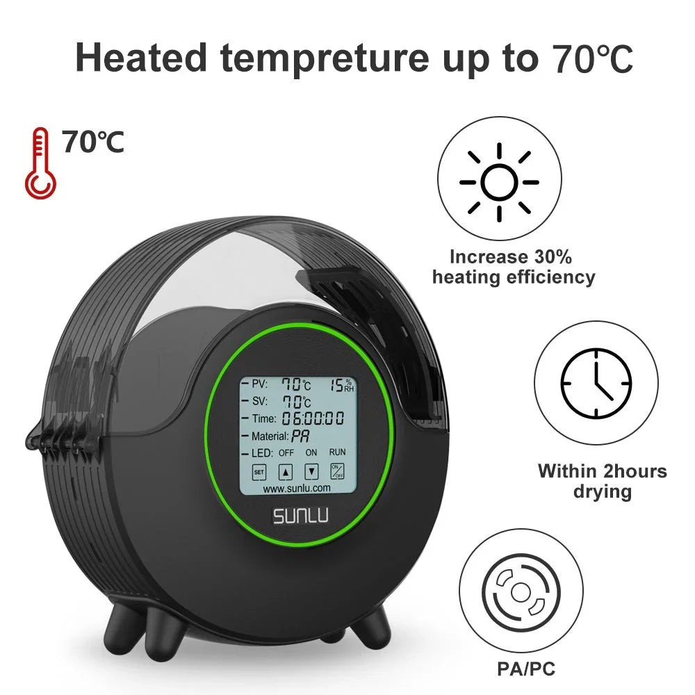 SUNLU S2 Filament Dryer, 360° Surround Heating During 3D Printing